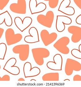 Trendy abstract seamless pattern in pastel colors. Vector trendy print of hearts in doodle style for design