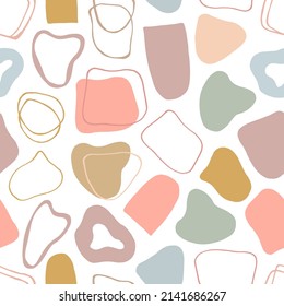 Trendy abstract seamless pattern in pastel colors. Vector trendy print of geometric doodle elements for design