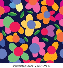 Trendy abstract seamless vector patterns with shapes, nature botanical garden flower and leaves , Design for fashion , fabric, textile, wallpaper , wrapping and all prints