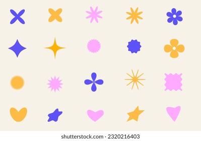 Trendy abstract shapes. 90s style. Elements for posters design, stickers. Vector illustration. Retro
