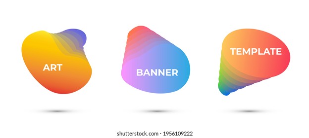 Trendy abstract shapes set. Fluid color banners template
