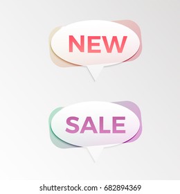 Trendy abstract speech bubbles for promotions and sales. Geometric speech bubbles New Sale concept. Vector design