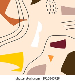 
Trendy abstract spontaneity art template with floral and geometric elements. Suitable for social media posts, mobile apps, internet banners. Vector fashion background