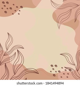Trendy abstract square art template with floral and geometric elements. Suitable for social media posts, mobile apps, banners design. Vector fashion backgrounds.