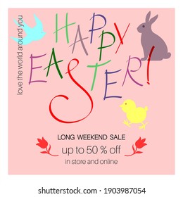 Trendy abstract square art template with color and geometric elements. Suitable for social media posts, mobile apps, banners design and web, internet ads, easter background. Vector fashion background.