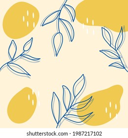 Trendy abstract square art template with floral.