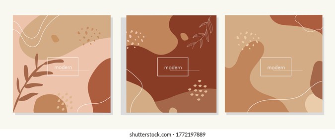 Trendy abstract square art templates. Suitable for social media posts, mobile apps, banners design and web/internet ads. Vector fashion backgrounds.