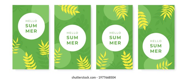 Trendy abstract square art templates with floral and geometric elements. Suitable for social media posts, mobile apps, banners design and web or internet ads. Vector fashion backgrounds. Summer sale