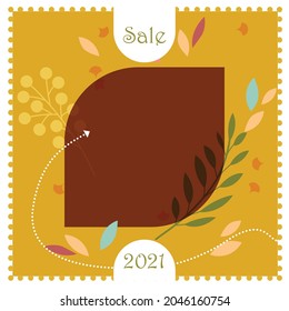 Trendy abstract square art templates with floral and geometric elements. Suitable for social media posts, mobile apps, banners design and web ads. Vector fashion backgrounds.