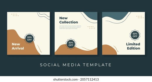 Trendy abstract square art templates. Suitable for social media posts, mobile apps, banners design and web internet ads. Vector fashion backgrounds.