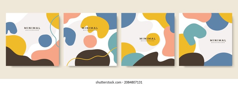 Trendy abstrakte quadratische Kunstvorlagen mit floralen und geometrischen Elementen. Tan, Nacktsekt, Pfirsich, Rosa, Braun, Beige, Design für Social-Media-Post, mobile Apps, Banner-Design und Web-Werbung