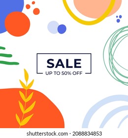 Trendy abstract square art templates with floral elements. Suitable for social media posts, mobile apps, banners design and website or internet