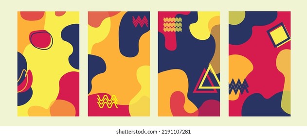 Trendy abstract square art templates geometric elements. Suitable for social media posts, mobile apps, banners design and web or internet ads. Vector fashion backgrounds.
