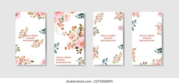 Trendy abstract square art templates with floral and geometric elements. Suitable for social media posts, mobile apps, banners design and web internet ads. Vector fashion backgrounds.