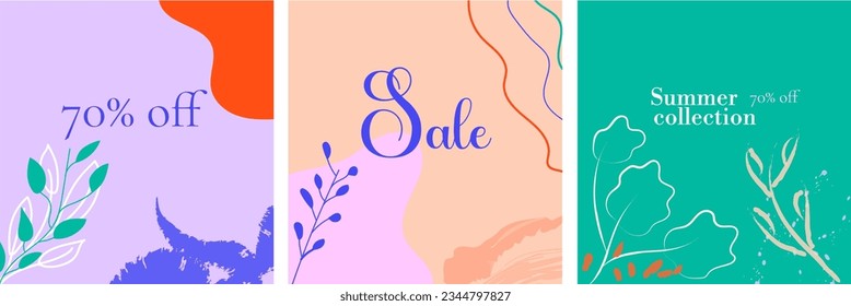 Trendy abstract square art templates. Suitable for social media posts, mobile apps, banners design and web internet ads.