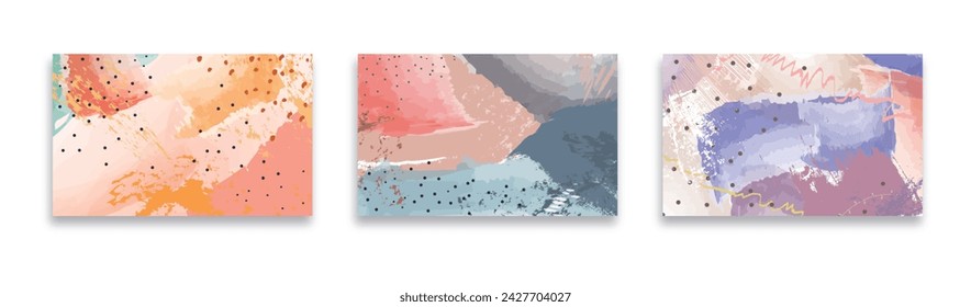 Trendy abstract square art templates with watercolor abstract elements. Suitable for social media posts, mobile apps, banner design and web ads, greeting card. Vector watercolor backgrounds. Violet