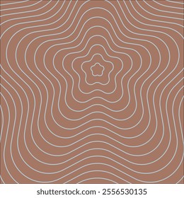 Trendy abstract square background with line waves. Mocha mousse color of the Year 2025Brown tone, soft coffee color. Vector illustration