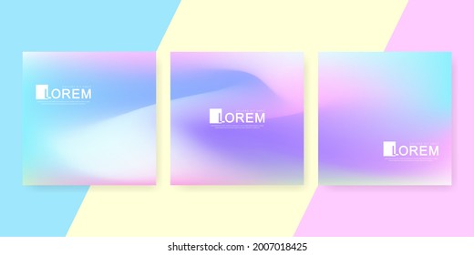 Trendy abstract square mockup pastel colorful gradient art holographic templates. Suitable for social media posts, mobile apps, banners design and webinternet ads. Vector fashion backgrounds