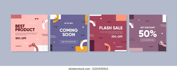 Trendy abstract square promotion sale template with geometric concept. Able to use for social media posts, mobile apps, banners design, web or internet ads.