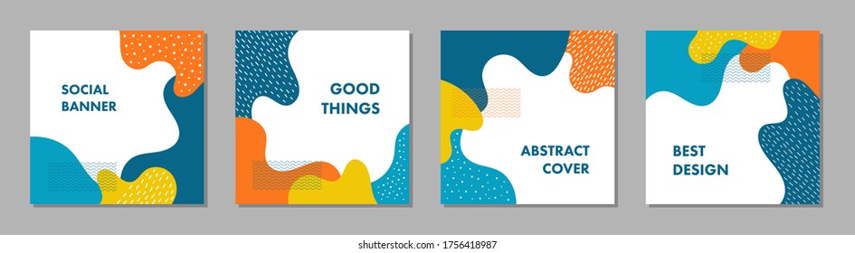 Trendy abstract square template with colorful concept.