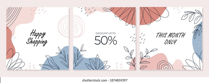 Trendy abstract square template with floral and new year concept. Able to use for social media posts, mobile apps, banners design, web or internet ads.