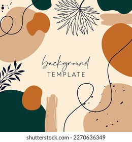 Trendy abstract square templates with leaves, flowers and geometric shapes. Good for social media posts, mobile apps, banner designs and online promotions and adverts. Abstract vector background.