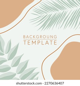 Trendy abstract square templates with leaves, flowers and geometric shapes. Good for social media posts, mobile apps, banner designs and online promotions and adverts. Abstract vector background.
