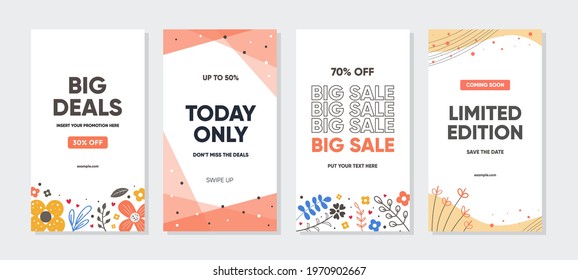 Trendy abstract template for promotion sale with floral nature concept. Able to use for social media posts, cover, brochure, banners design, web or internet ads.