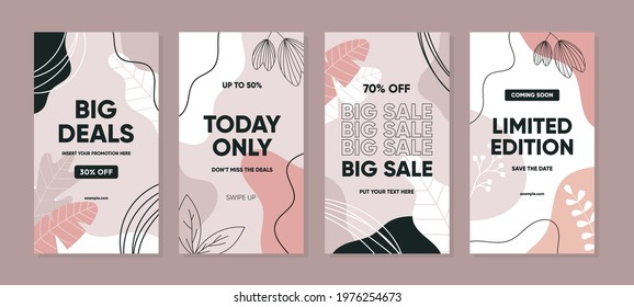 Trendy abstract template for promotion sale. Able to use for social media posts, cover, brochure, banners design, web or internet ads.
