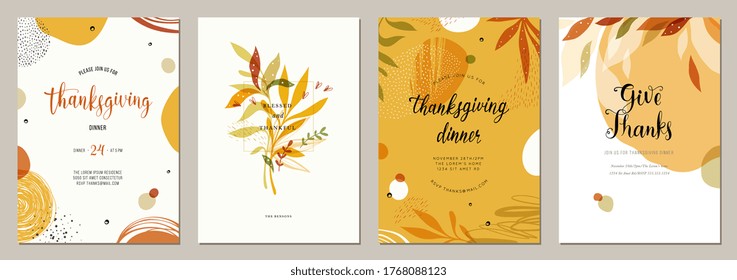 Trendy abstract Thanksgiving templates. Good for poster, card, invitation, flyer, cover, banner, placard, brochure and other graphic design. Vector illustration.