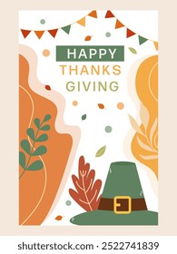 Trendy abstract Thanksgiving templates. Good for poster, card, invitation, flyer, cover, banner, placard, brochure and other graphic design. Vector illustration.