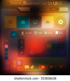 Trendy abstract UI kit Starter collection, on blurred background