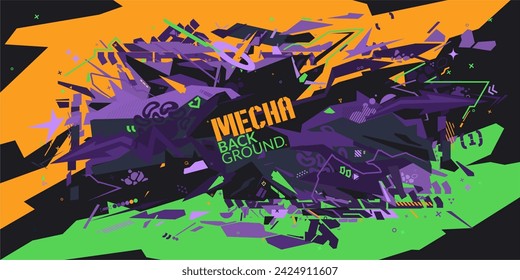 Trendy Abstract Urban Neon Futuristic Geometric Graffiti Street Art Style Vector Background
