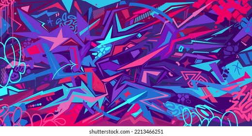 Trendy Abstract Urban Street Art Graffiti Style Vector Illustration Background Template