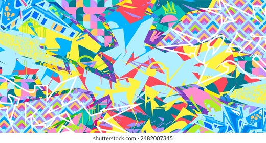 Trendy Abstract Urban Street Art Graffiti Style Vector Collage Illustration Background Template