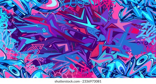 Trendy Abstract Urban Style Hiphop Graffiti Street Art Vector Illustration Background Template