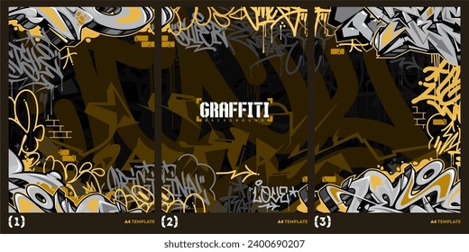 Trendy Abstract Urban Style Hiphop Graffiti Street Art Vector Illustration Background Template