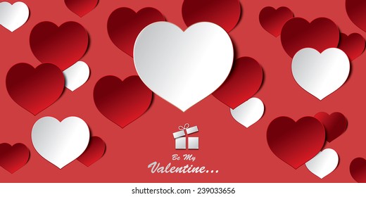 Trendy Abstract Valentine background - 3D Hearts