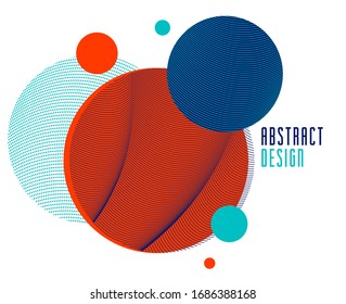 Trendy abstract vector background, dotted circles composition, particles array flow textures, modern abstract template for banners posters or ads.