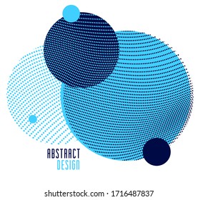 Trendy abstract vector background, dotted circles composition, particles array flow textures, modern abstract template for banners posters or ads.
