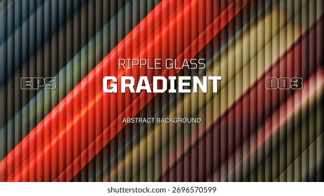 Fundo vetorial abstrato moderno com gradiente dinâmico vibrante e textura vertical geométrica ondulada, gradiente fractal de vidro com transições suaves e efeito canelado, morfismo de vidro com nervuras 3D