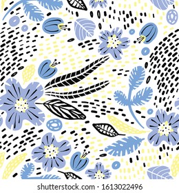 Trendy Abstract Vector Floral seamless pattern. Great fashion design pattern for fabric printing, apparel, wallpaper, home decor, crafting.