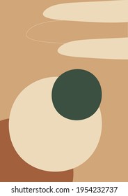 Trendy abstract vector moon illustration for room decoration, print, wallpaper, cover. Minimal and natural wall art. Boho foliage with hand drawn shape