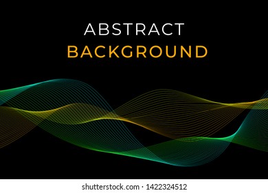 Trendy abstract wave background. Graphic sonic or sound flow musical wave with colored dynamic blend lines and particles suitable for design