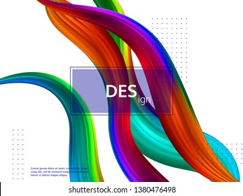 Trendy abstract wave liquid background. 3d fluid shapes composition, color flow minimal design. Vector illustration.