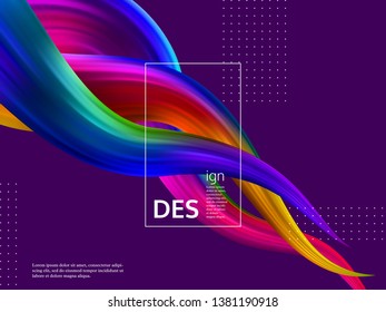 Trendy abstract wave liquid background. 3d fluid shapes composition, color flow minimal design. Vector illustration.