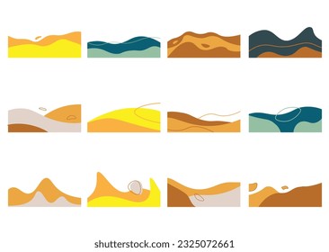 Trendy abstract wave shape banner decoration set. collection of organic shape corner vector illustration