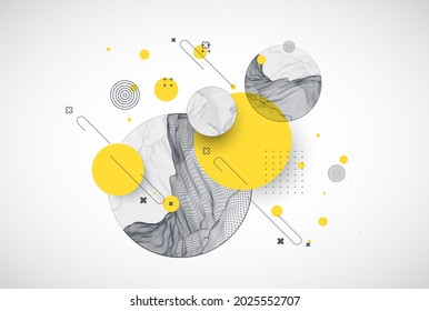 Fondo de trama abstracto moderno. Elementos artísticos modernos de ciencia o tecnología. Ilustración superficial. Vector.