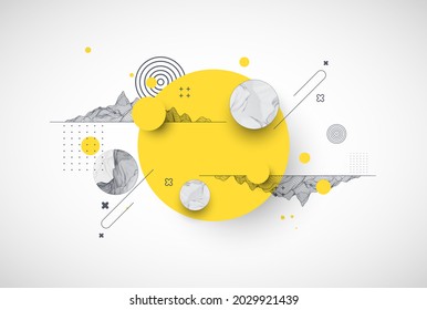 Trendy abstract wireframe background. Modern science or technology art elements. Surface illustration. Vector.