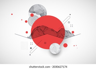 Trendy abstract wireframe background. Modern science or technology art elements. Surface illustration. Vector.